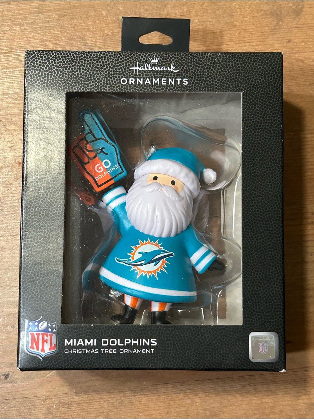 Hallmark Miami Dolphins Santa Ornament - Aqua & Orange